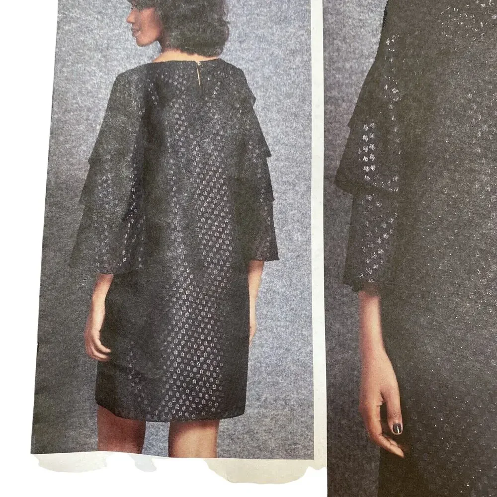 Vogue Sewing Pattern V1601 ISAAC MIZRAHI 2018 Shift Dress Tiered Sleeves Sz 6-14